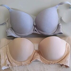 Lot‎ Of 2 Aerie Bras 32A Padded Underwire grey & beige
